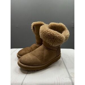 UGG Bailey Button Boots Womens Chestnut Suede Shearling 1016226 Size 9